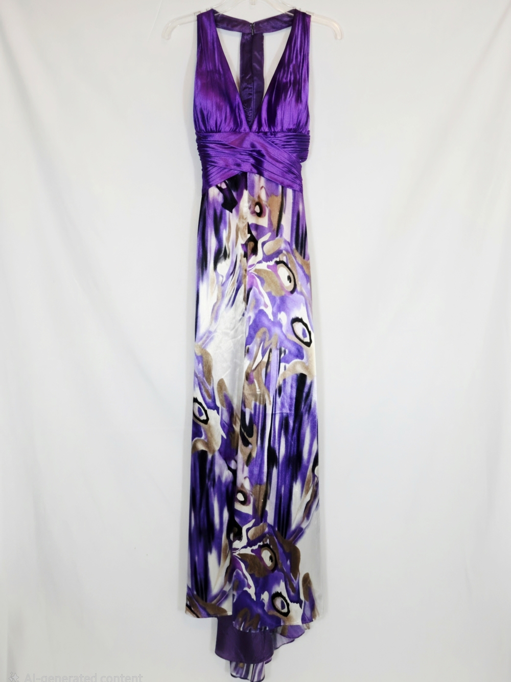 NWT Clara Vintage Purple Abstract Halter Maxi Dress/Formal Gown - 9/10
